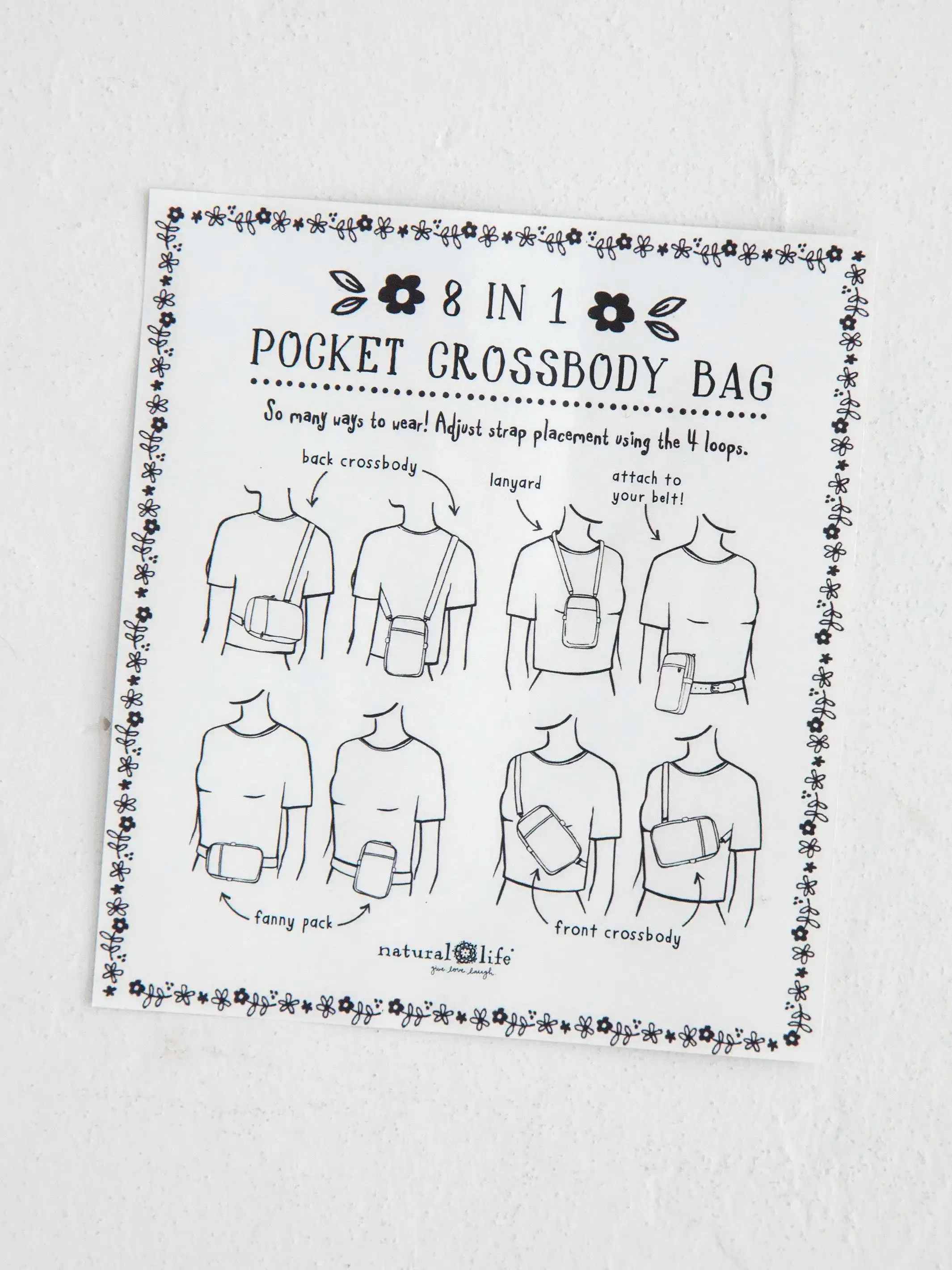 8-in-1 Pocket Crossbody - Greylac Garden