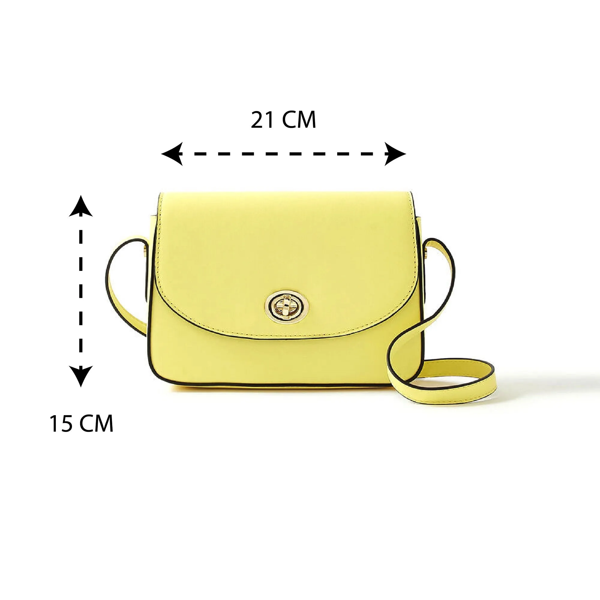 Accessorize London Women's Faux Leather Yellow Lexi Lock Sling bag