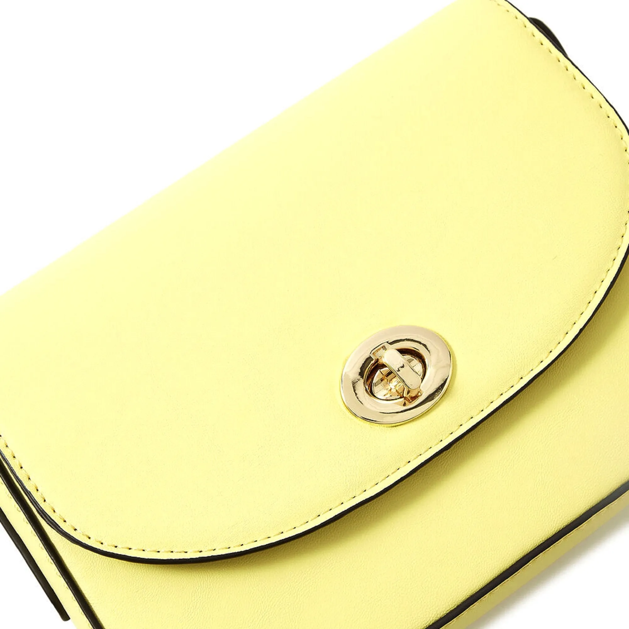 Accessorize London Women's Faux Leather Yellow Lexi Lock Sling bag
