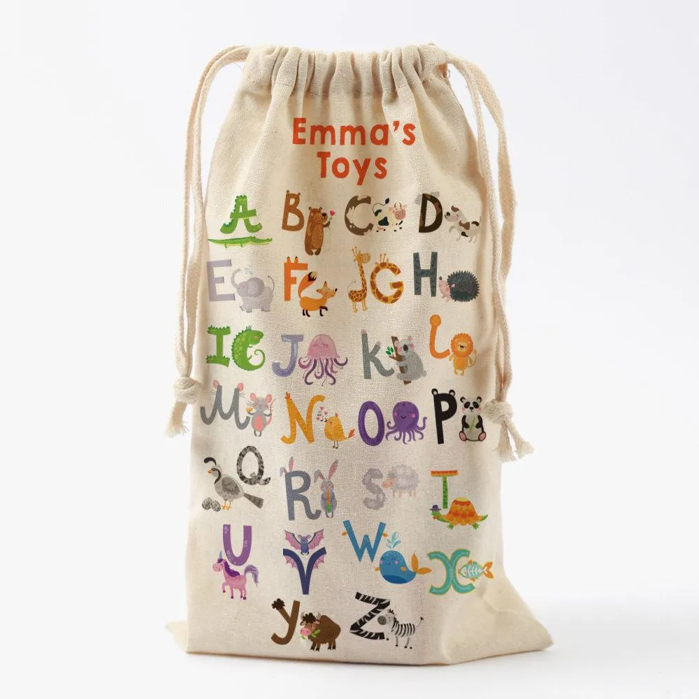 Alphabet Farm Personalized Small Drawstring Toy Bag