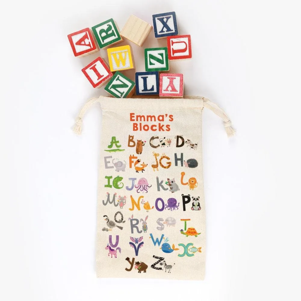 Alphabet Farm Personalized Small Drawstring Toy Bag