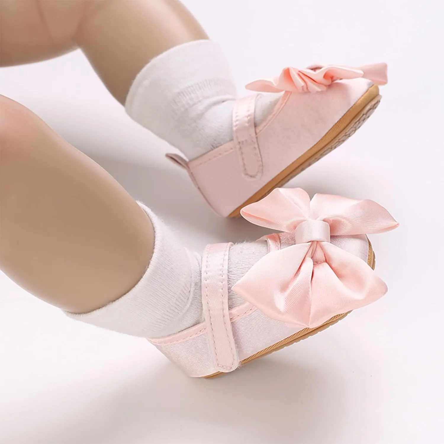Baby Girls Princess Shoes Bowknot Soft Sole Mary Jane Flat Non Slip Wedding Dress Shoes for Infant Toddlers