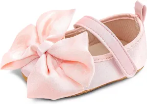 Baby Girls Princess Shoes Bowknot Soft Sole Mary Jane Flat Non Slip Wedding Dress Shoes for Infant Toddlers