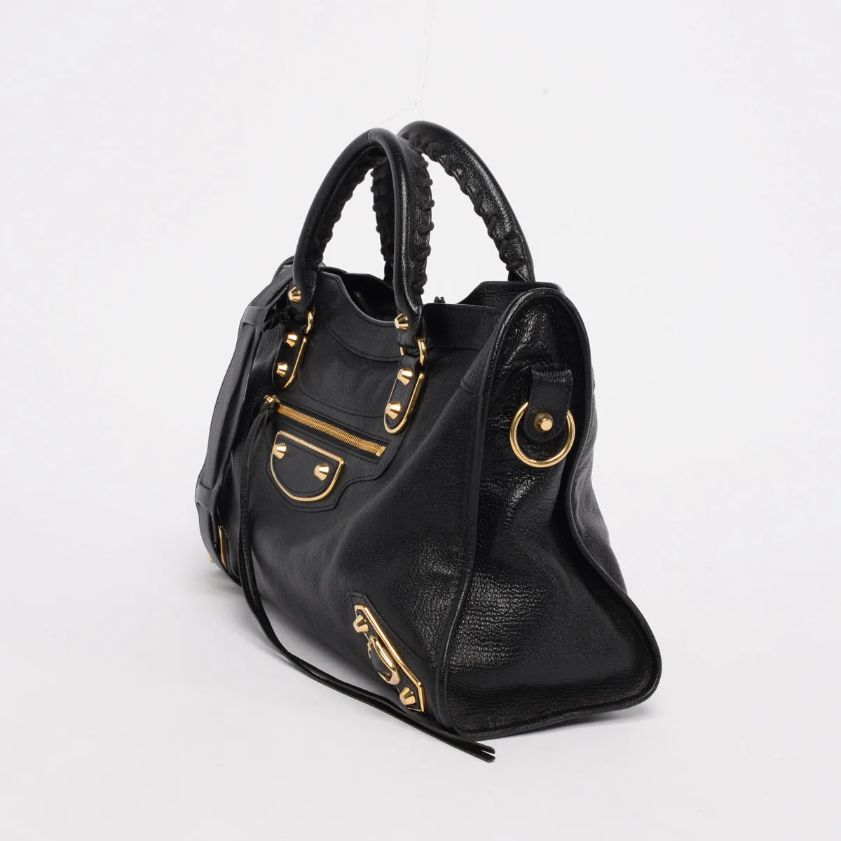 Balenciaga Black Chevre Metallic Edge City Bag