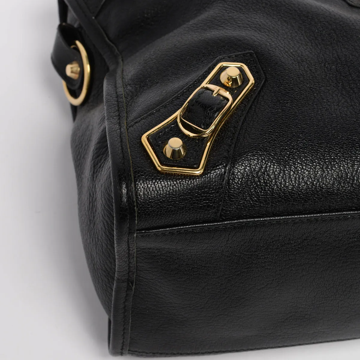 Balenciaga Black Chevre Metallic Edge City Bag