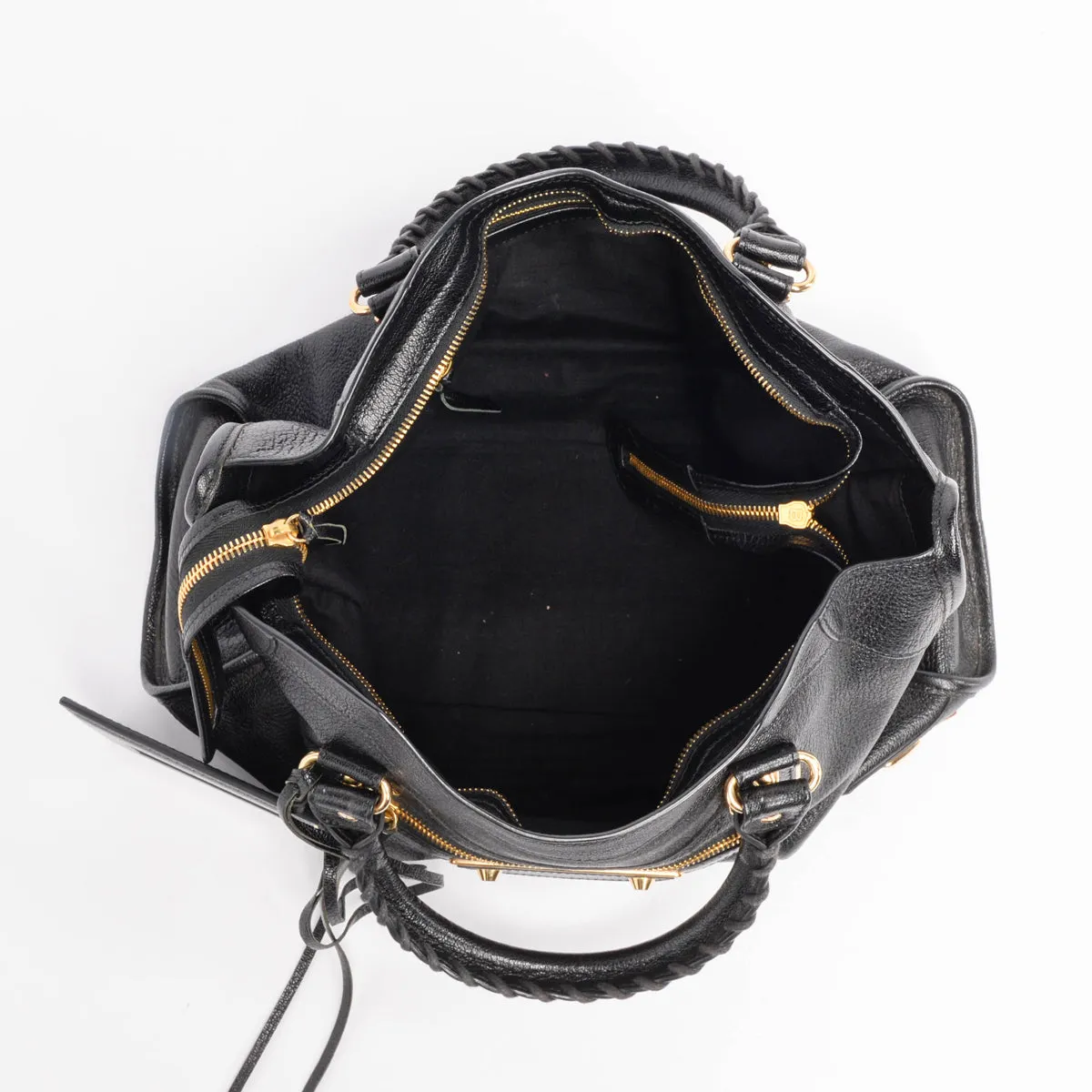 Balenciaga Black Chevre Metallic Edge City Bag