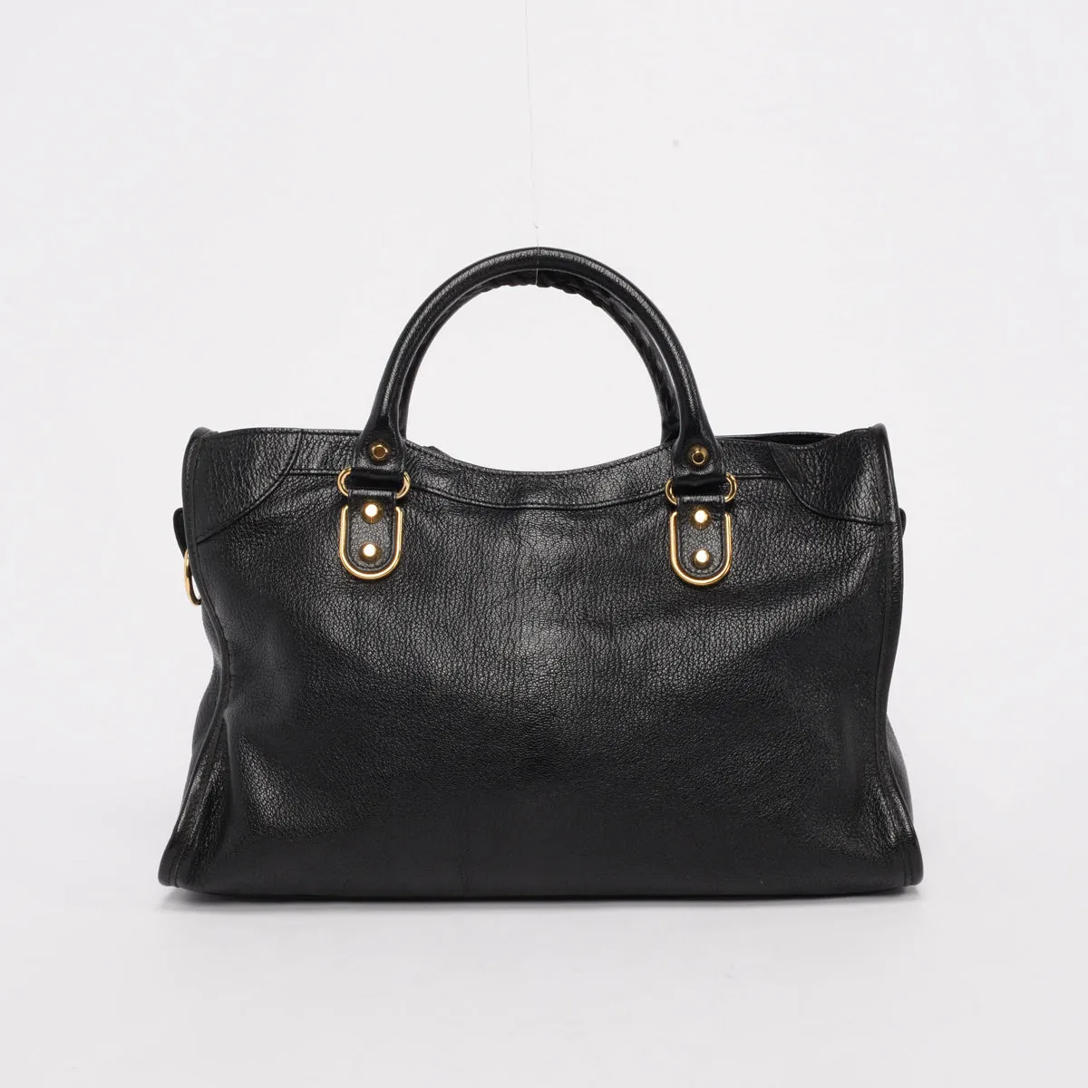 Balenciaga Black Chevre Metallic Edge City Bag