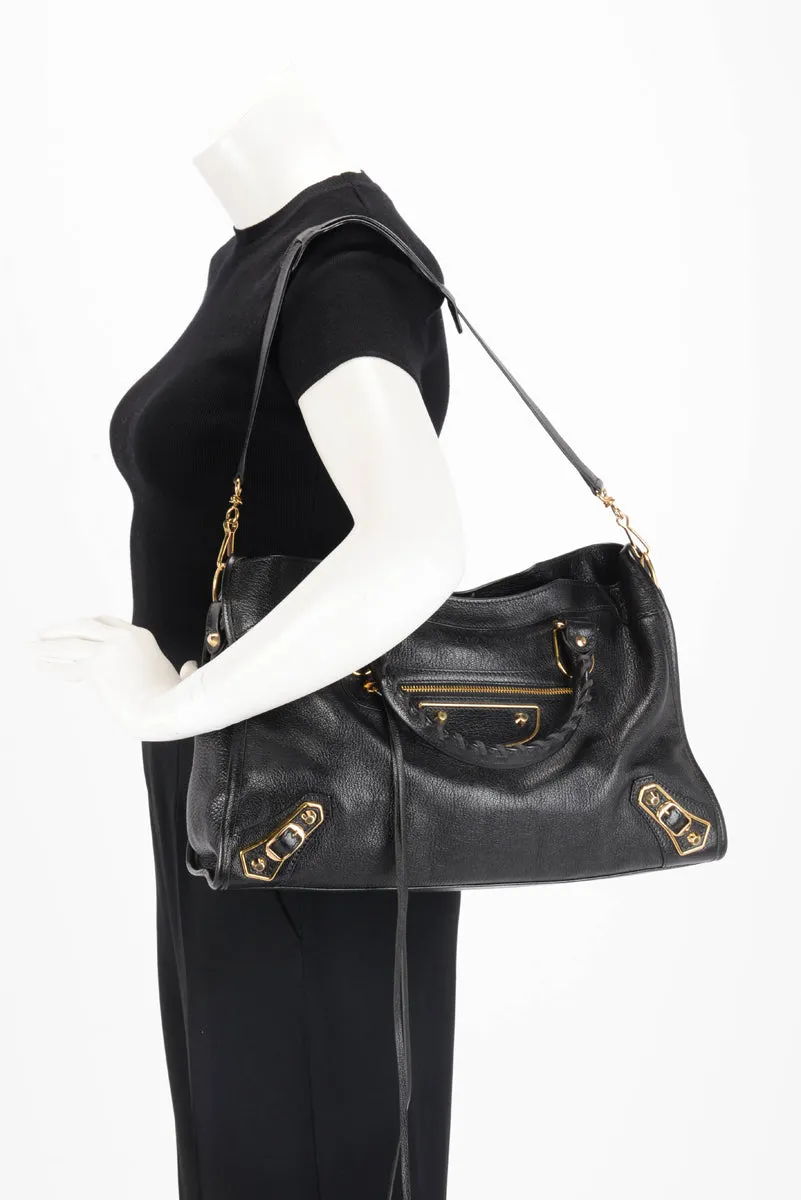 Balenciaga Black Chevre Metallic Edge City Bag