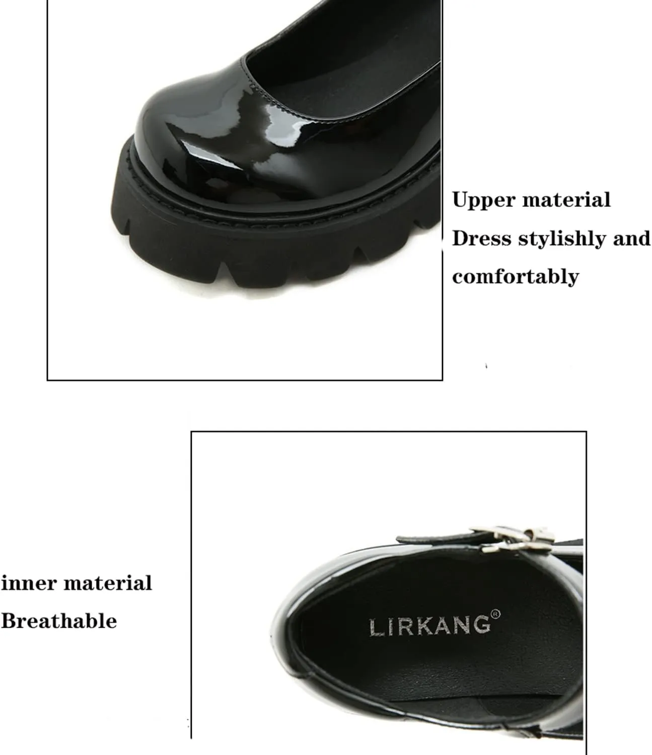 bbruriy Womens Marry Jane Platform Shoes Round Toe Chunky Heel Uniform School Comfy Dress Pumps Lolita Ankle Strap Shoes