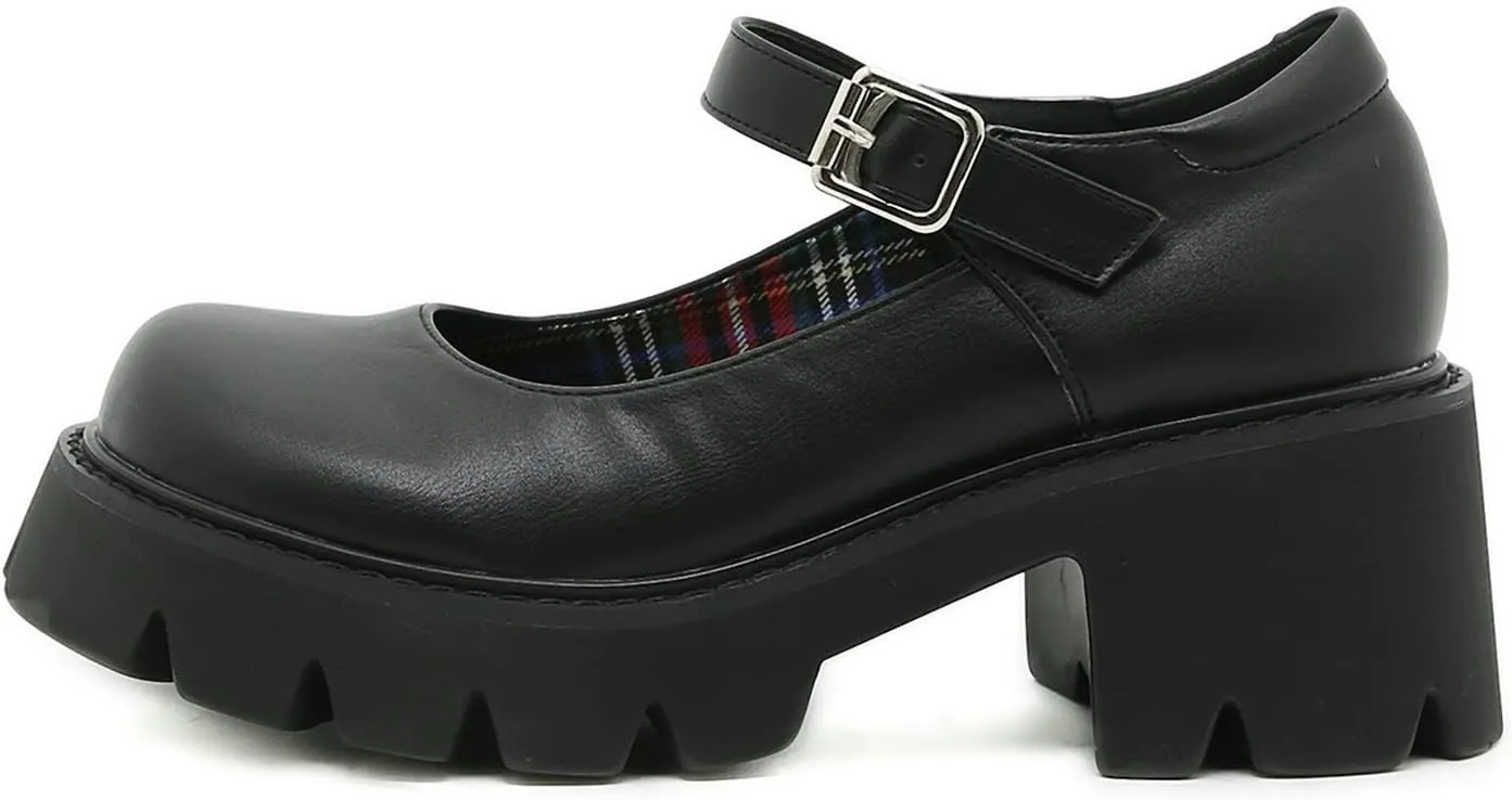 bbruriy Womens Marry Jane Platform Shoes Round Toe Chunky Heel Uniform School Comfy Dress Pumps Lolita Ankle Strap Shoes