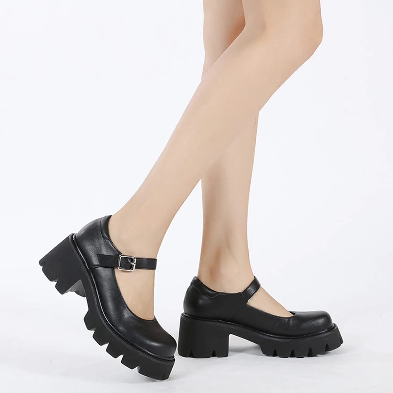 bbruriy Womens Marry Jane Platform Shoes Round Toe Chunky Heel Uniform School Comfy Dress Pumps Lolita Ankle Strap Shoes