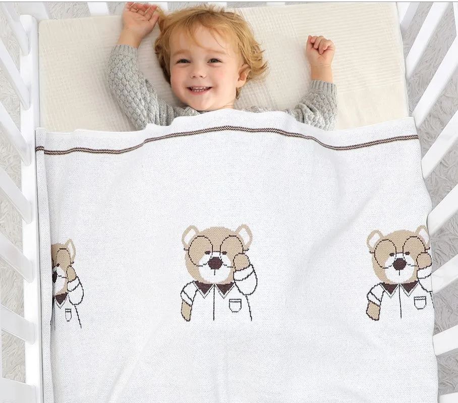 Bear Infant Knitted Baby Blanket