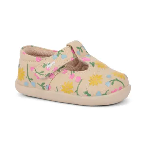 Bianca First Walker Shoe - Oatmeal/Floral by See Kai Run