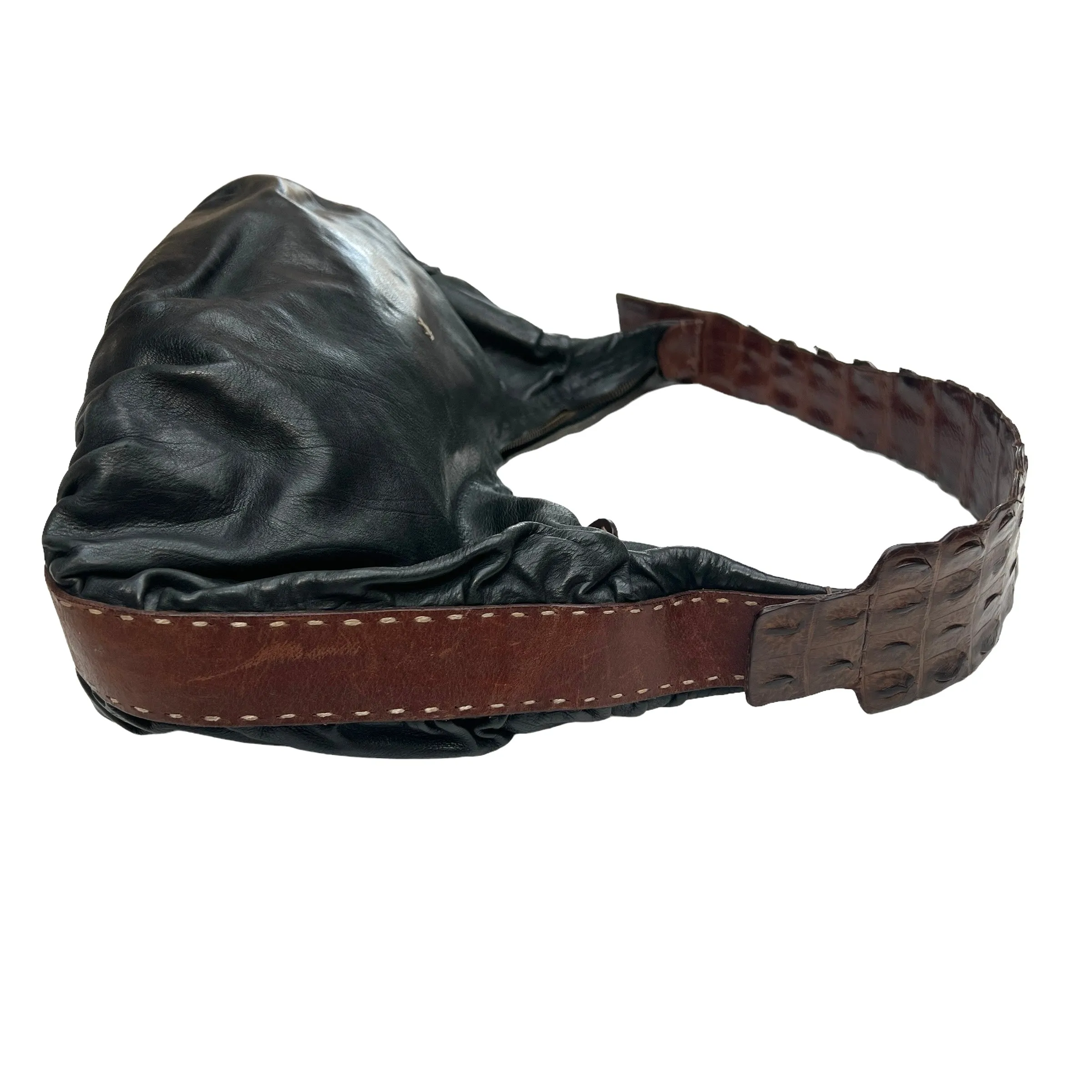 Black Hobo Bag with Aligator Handle