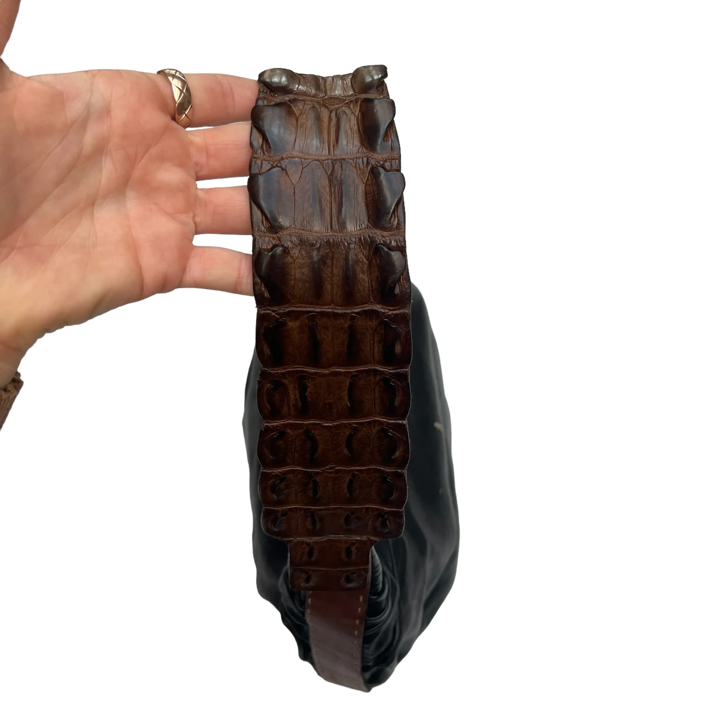 Black Hobo Bag with Aligator Handle