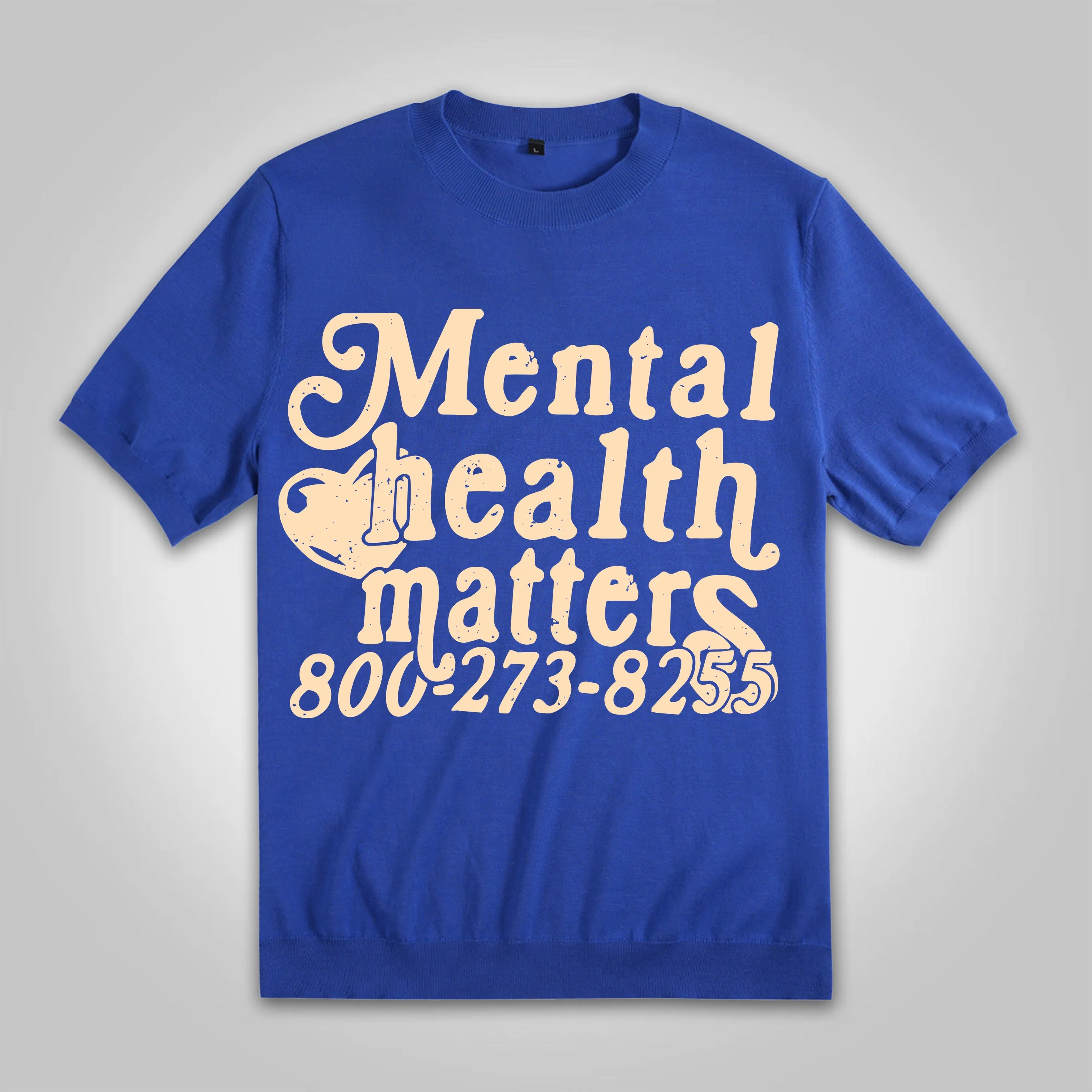 Blavra Men's Cotton Mental Health Matters Knitted T-Shirt