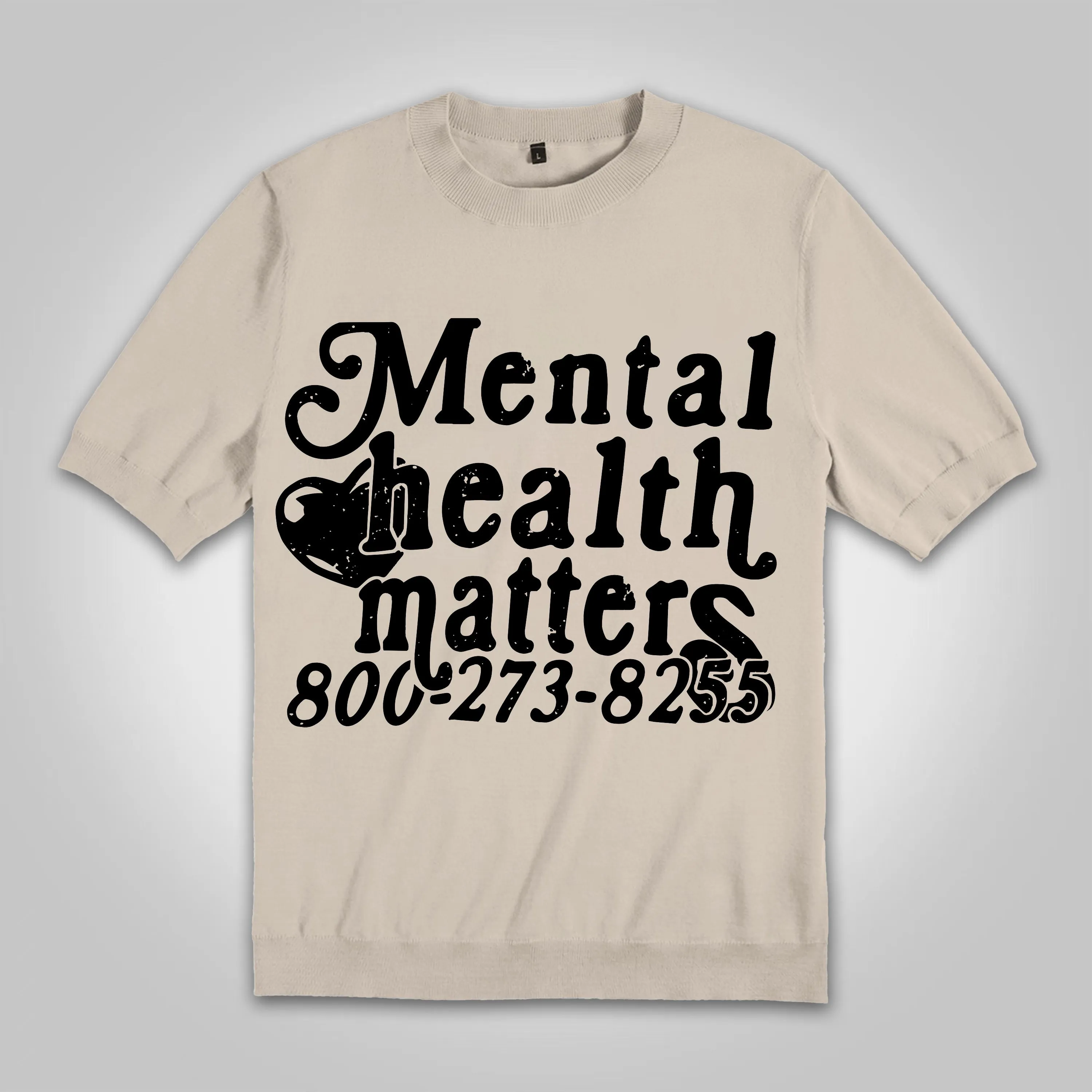 Blavra Men's Cotton Mental Health Matters Knitted T-Shirt