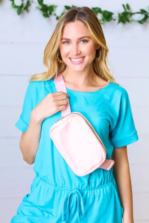 Blush Nylon Zipper Buckle Belt Sling