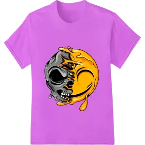 Bold Yin-Yang Skull Design - Edgy Orange & Black DTF Print