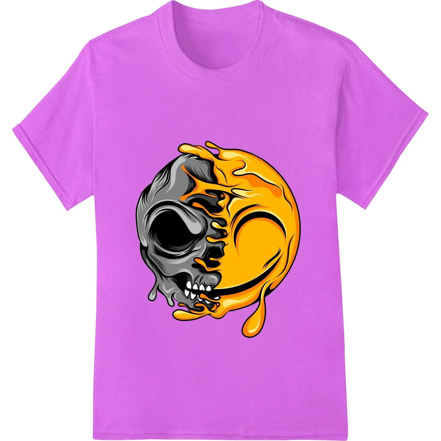 Bold Yin-Yang Skull Design - Edgy Orange & Black DTF Print