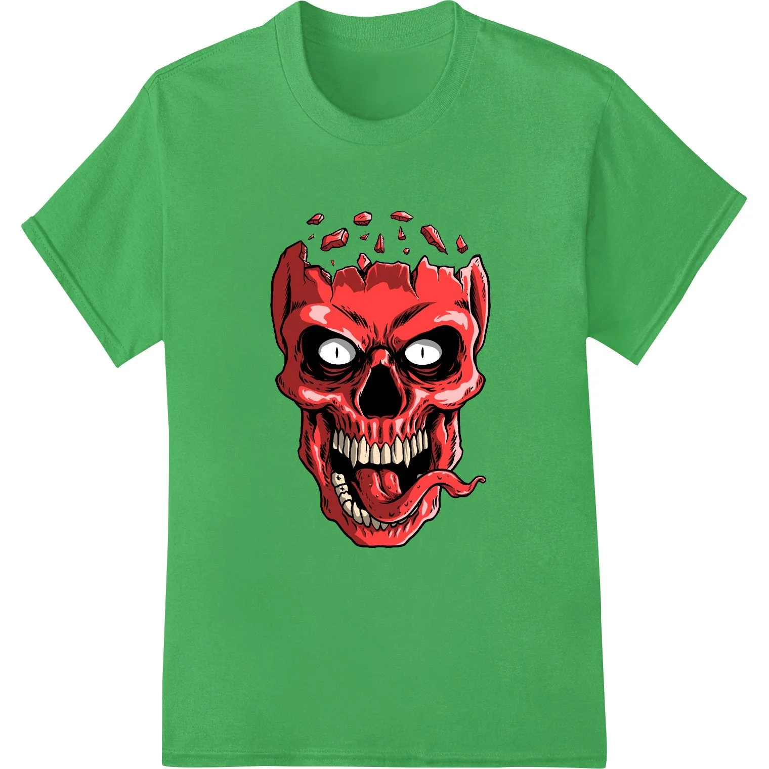 Bone-Chilling Red Skull Heat Transfer - Edgy Halloween Style