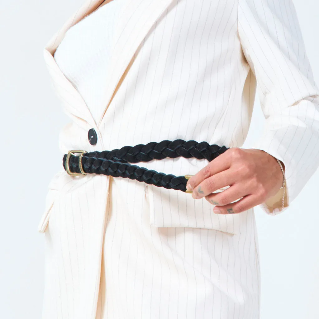 Braided velvet belt with metal buckle wholesale