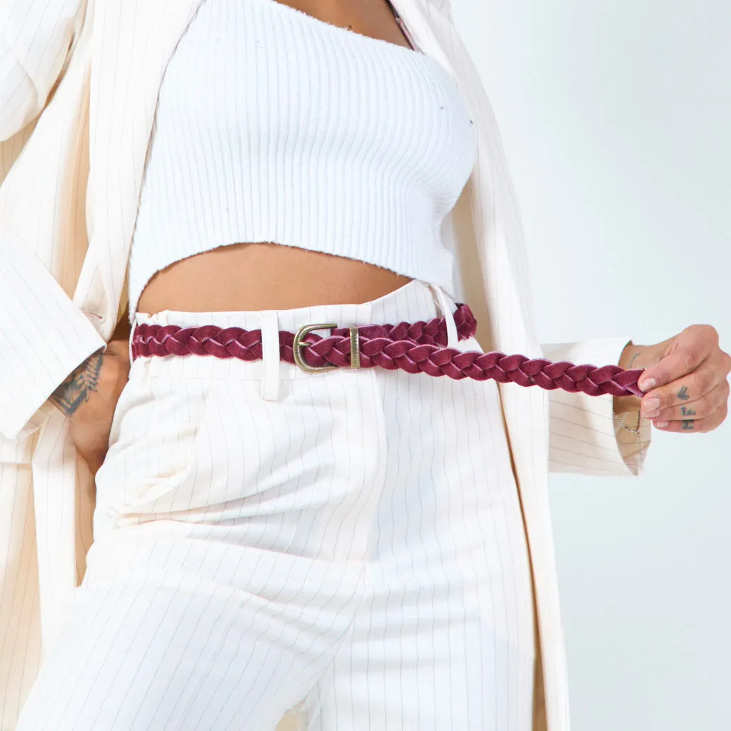 Braided velvet belt with metal buckle wholesale