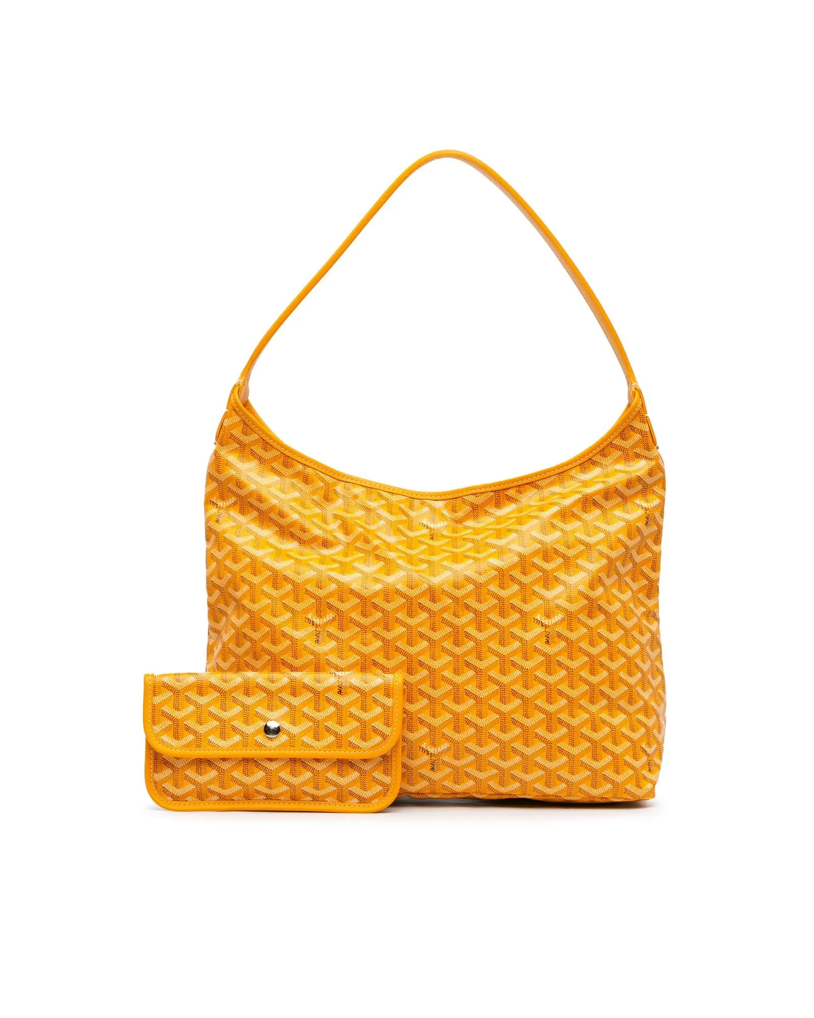 Coated Canvas Hobo Bag with Leather Trim and Detachable Pouch