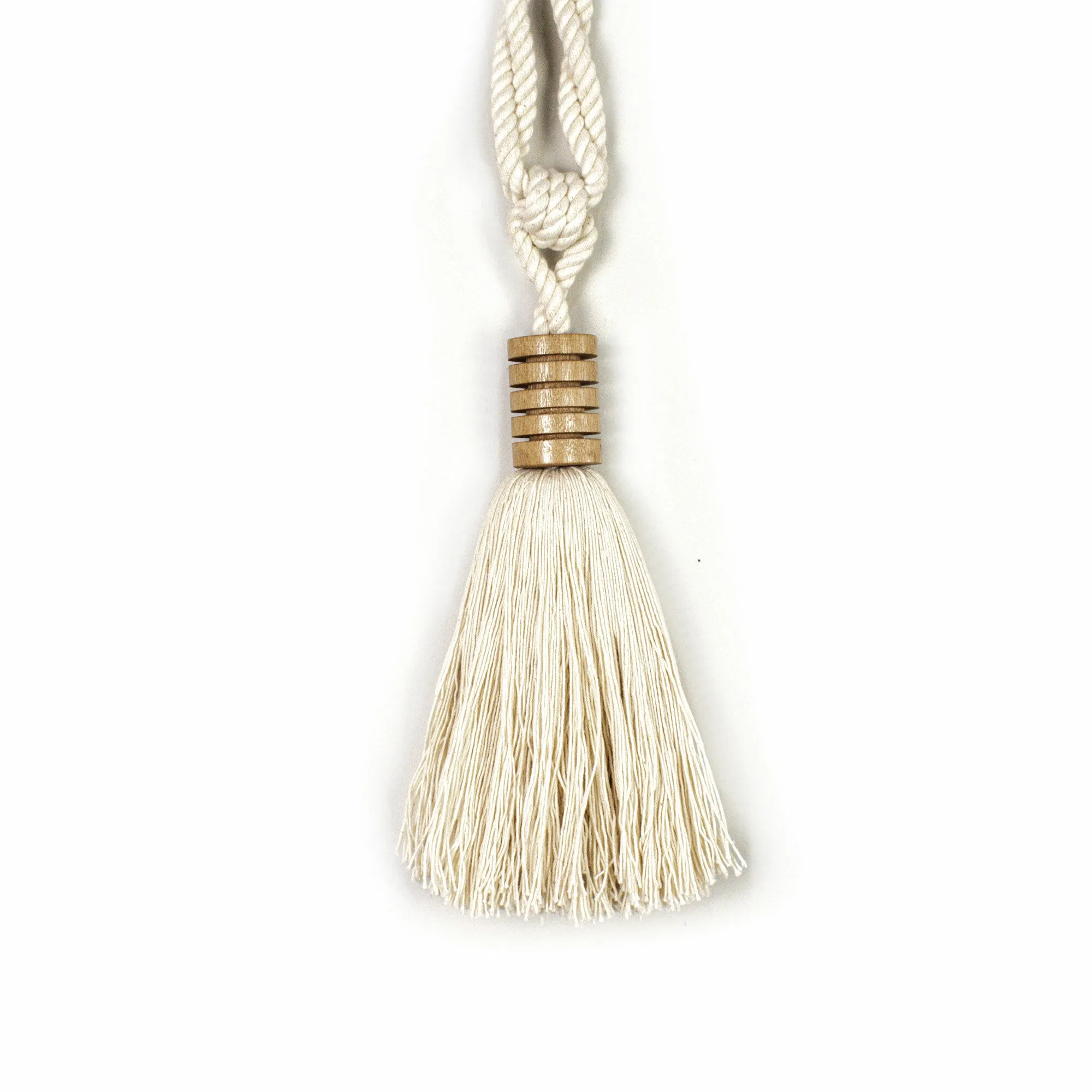 Cotton & Mango Wood Tassel Curtain Tie Back