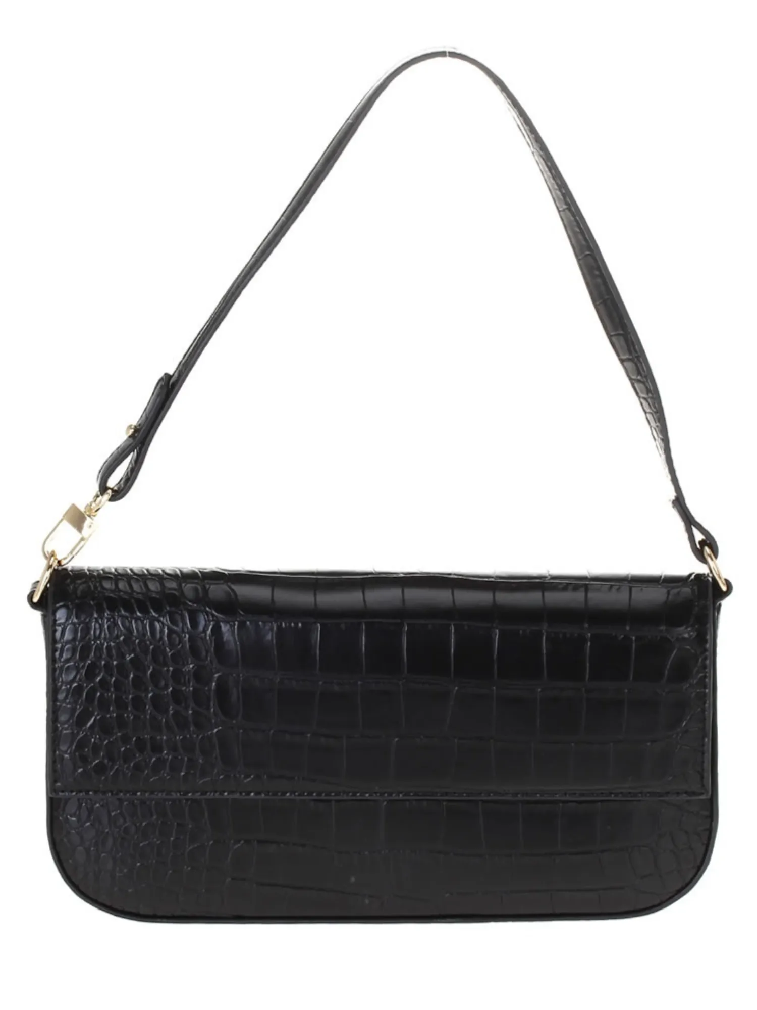 Croc Embossed Faux Leather Shoulder Bag