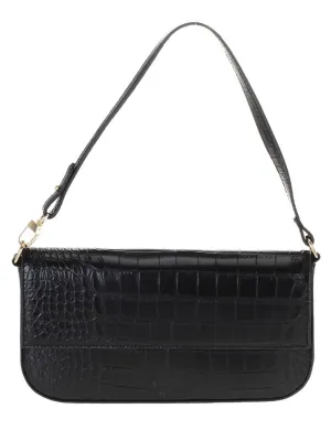 Croc Embossed Faux Leather Shoulder Bag