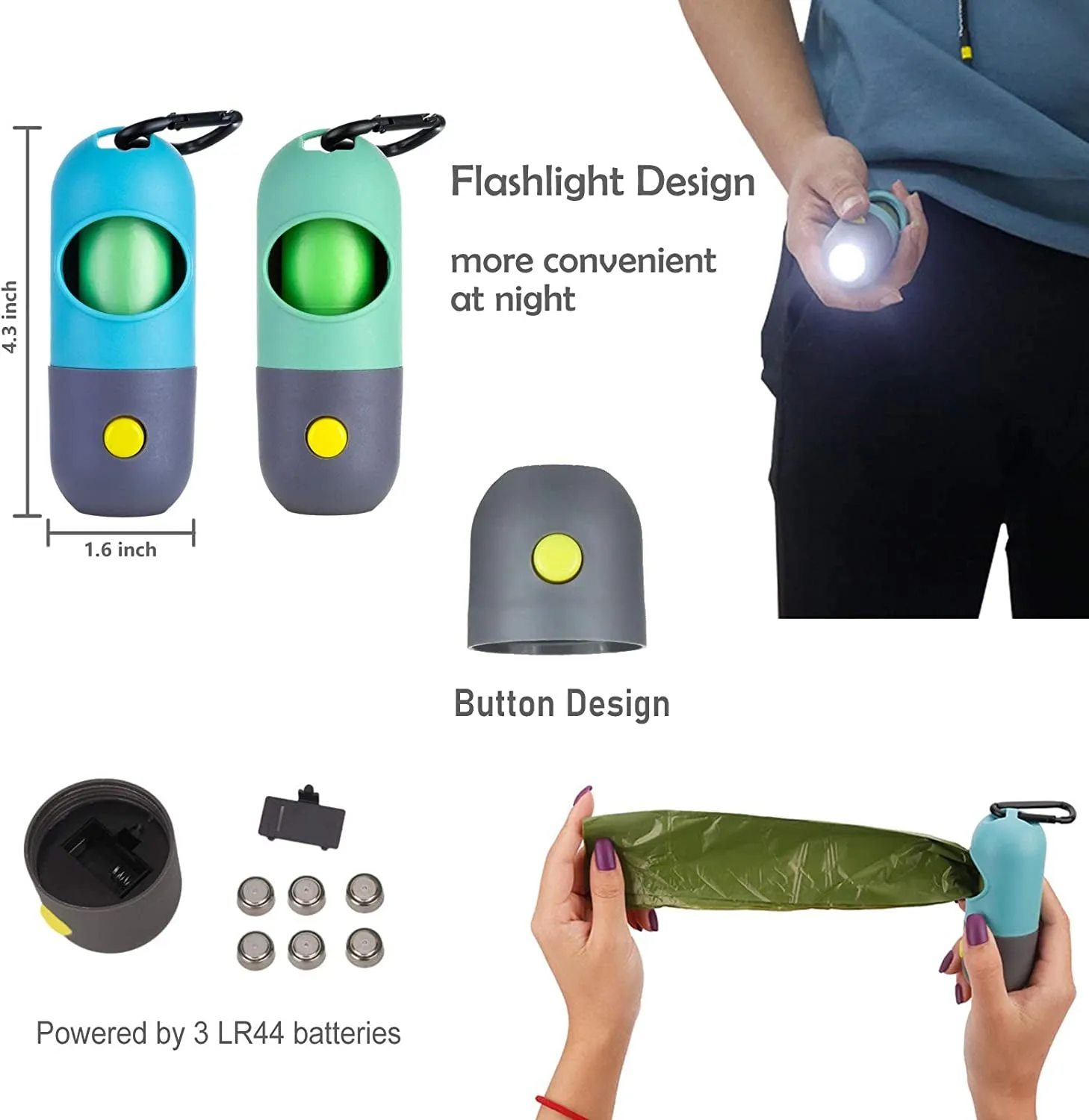 Dog Poop Bag Dispenser with Flashlight