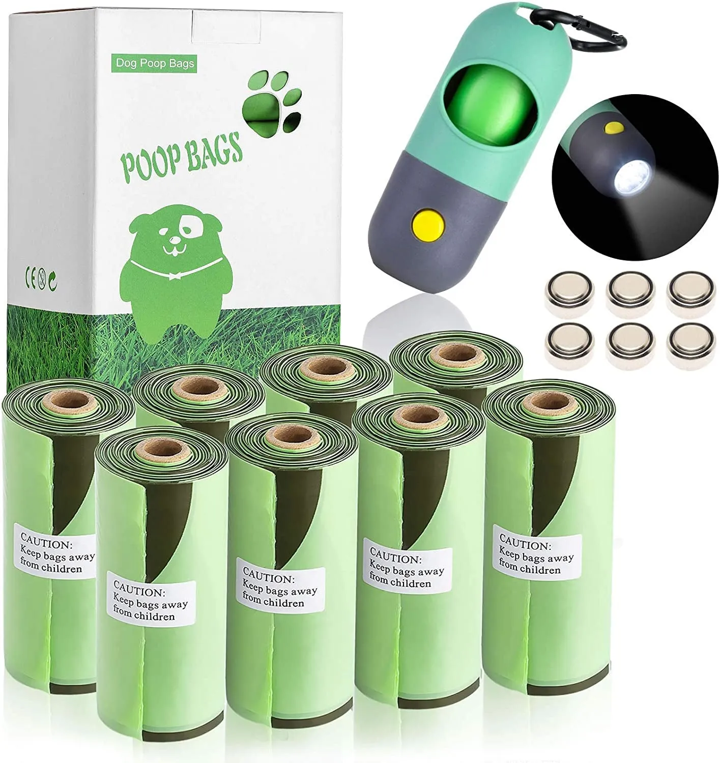Dog Poop Bag Dispenser with Flashlight