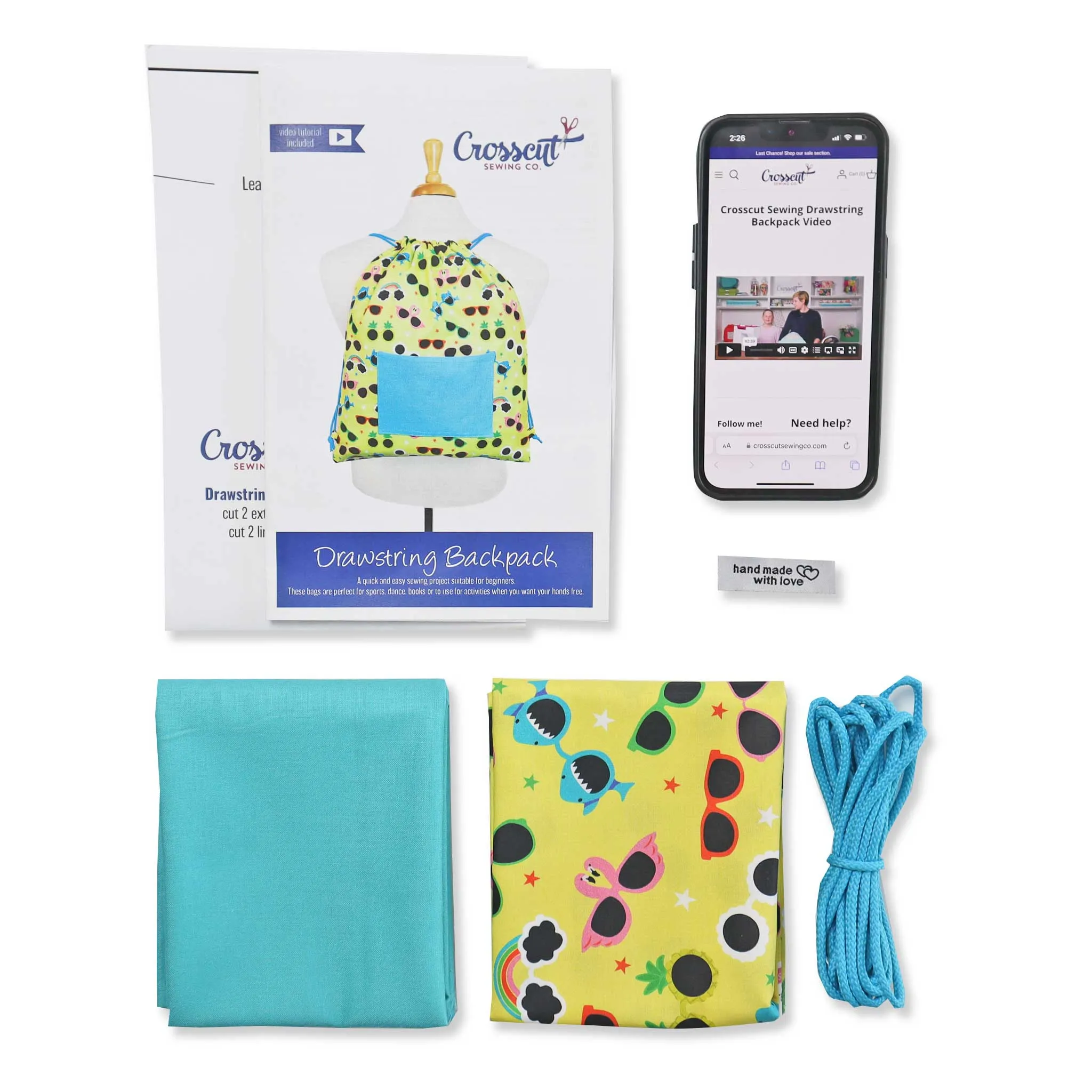Drawstring Backpack Sewing Kit  - Sunglasses