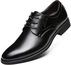Dress Oxford for Men Lace Up Derby Shoes Round Toe Vegan Leather Non Slip Low Top Slip Resistant Anti-Slip Rubber Sole Classic (Color : Black, Size : 7)