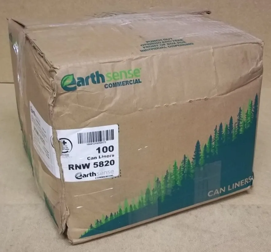 Earthsense Garbage Can Liners 55-60gal Box of 100 RNW 5820 * Plastic  -- New