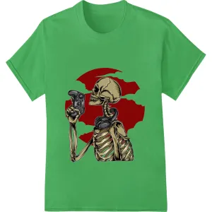 Edgy Skeleton Gamer DTF Print for Halloween or Gaming Fans