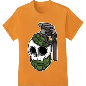 Edgy Skull Grenade: Military-Inspired DTF Print Design