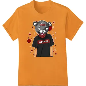 Edgy Supreme Teddy Bear DTF Print for Bold Streetwear Style