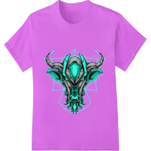Edgy Turquoise Bull Skull Abstract DTF Print Transfer