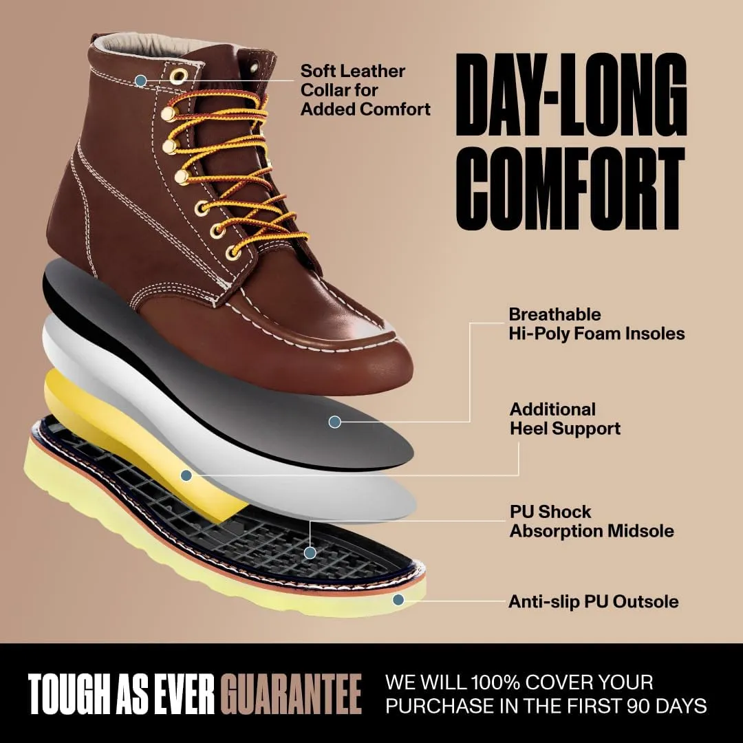 EverBoots Mens Work Boots for Men, Leather EverFit Lightweight Comfort Boot, Anti Slip & Shock Absorption, Soft Oil Grain, Goodyear Welt, Industrial Construction, Roofing, Electrician