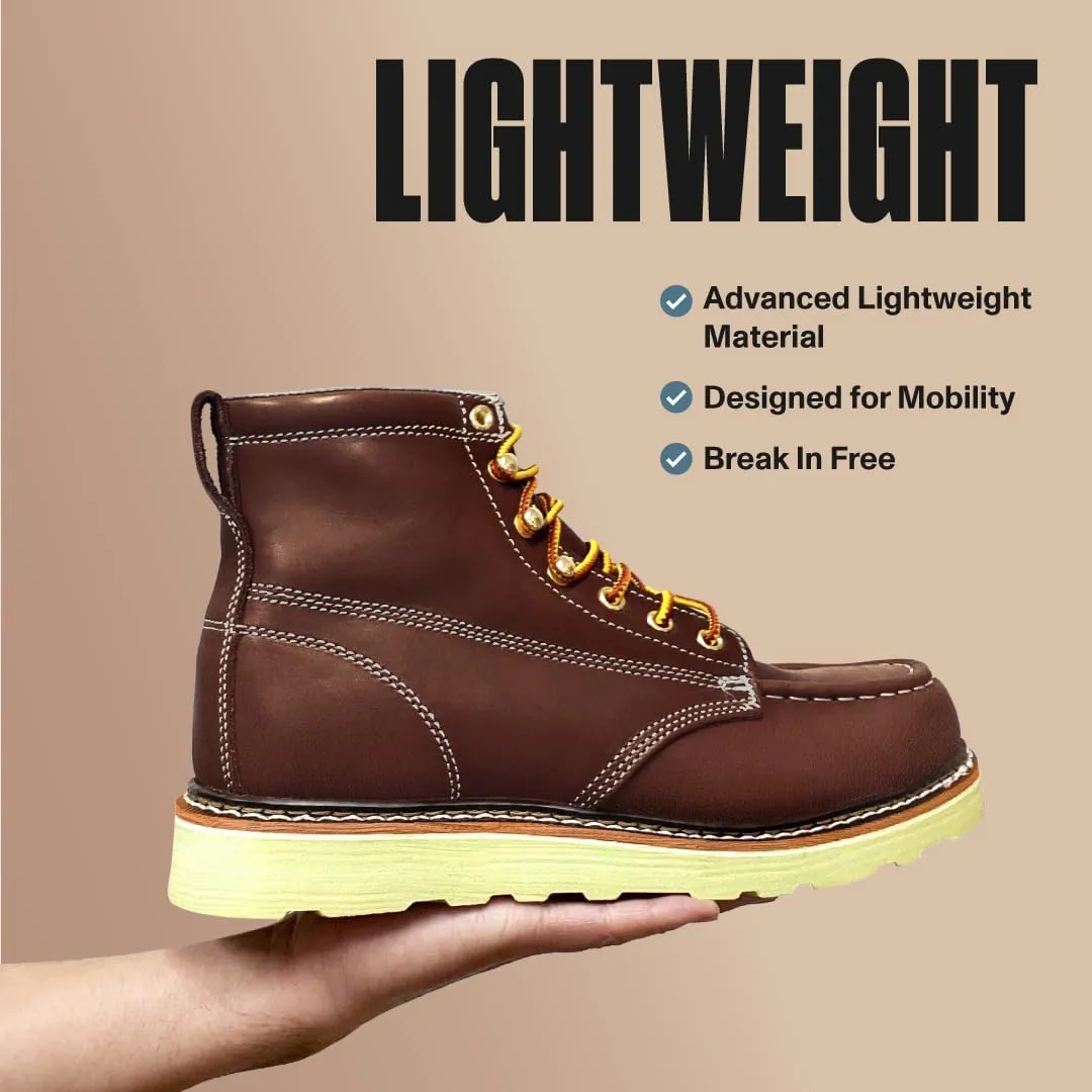 EverBoots Mens Work Boots for Men, Leather EverFit Lightweight Comfort Boot, Anti Slip & Shock Absorption, Soft Oil Grain, Goodyear Welt, Industrial Construction, Roofing, Electrician