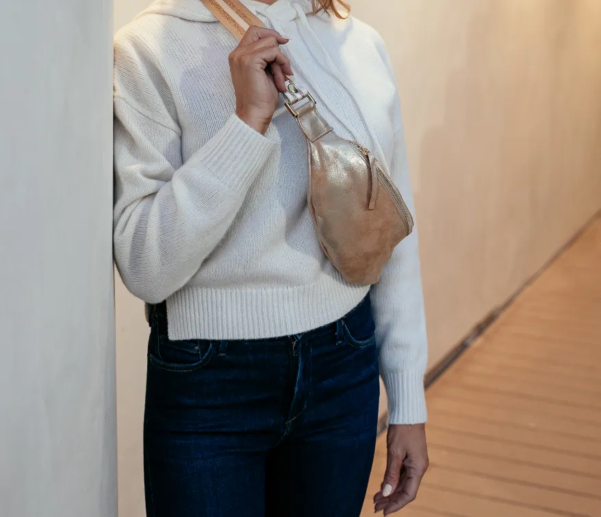 Fanny Pack   Crossbody Bag | Blush Metallic   Gold Hardware