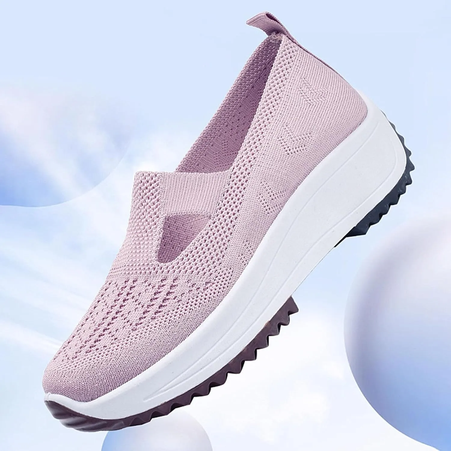Fashion Summer Women Sports Shoes Flat Bottom Non Slip Mesh Hollow Upper Breathable Soft Slip On Low Top Platform Shoe