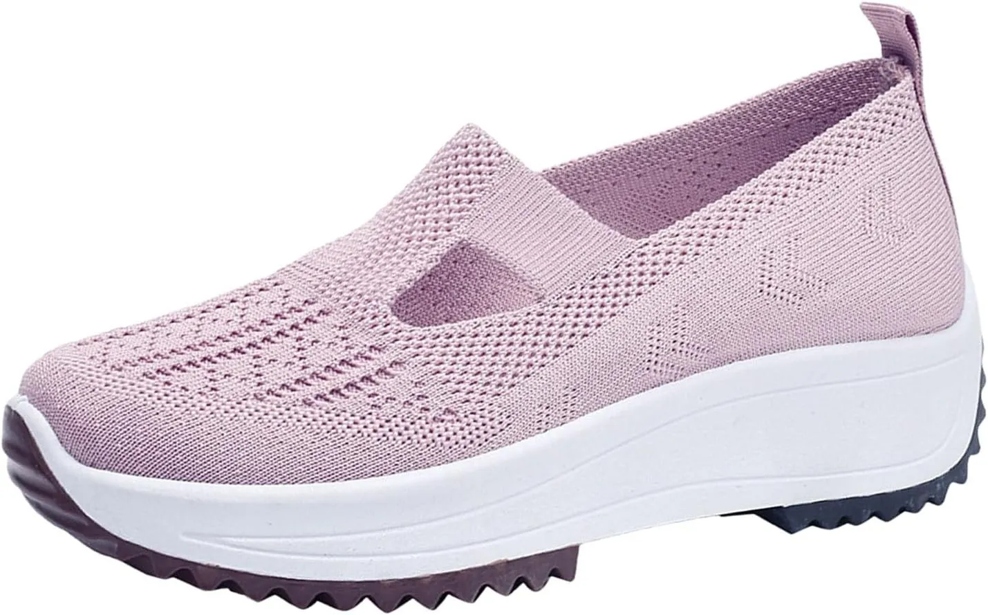 Fashion Summer Women Sports Shoes Flat Bottom Non Slip Mesh Hollow Upper Breathable Soft Slip On Low Top Platform Shoe