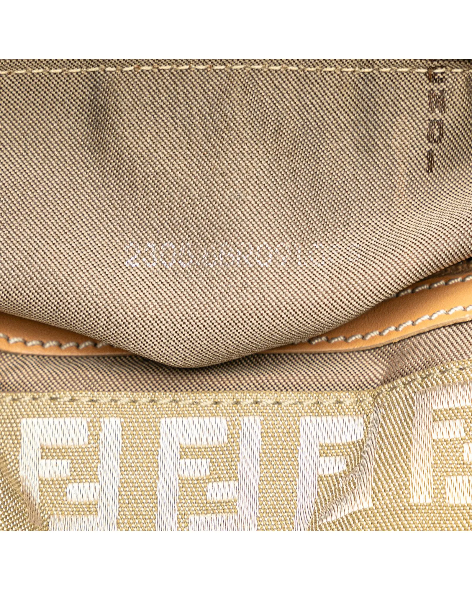 Fendi FF Canvas Shoulder Bag Beige