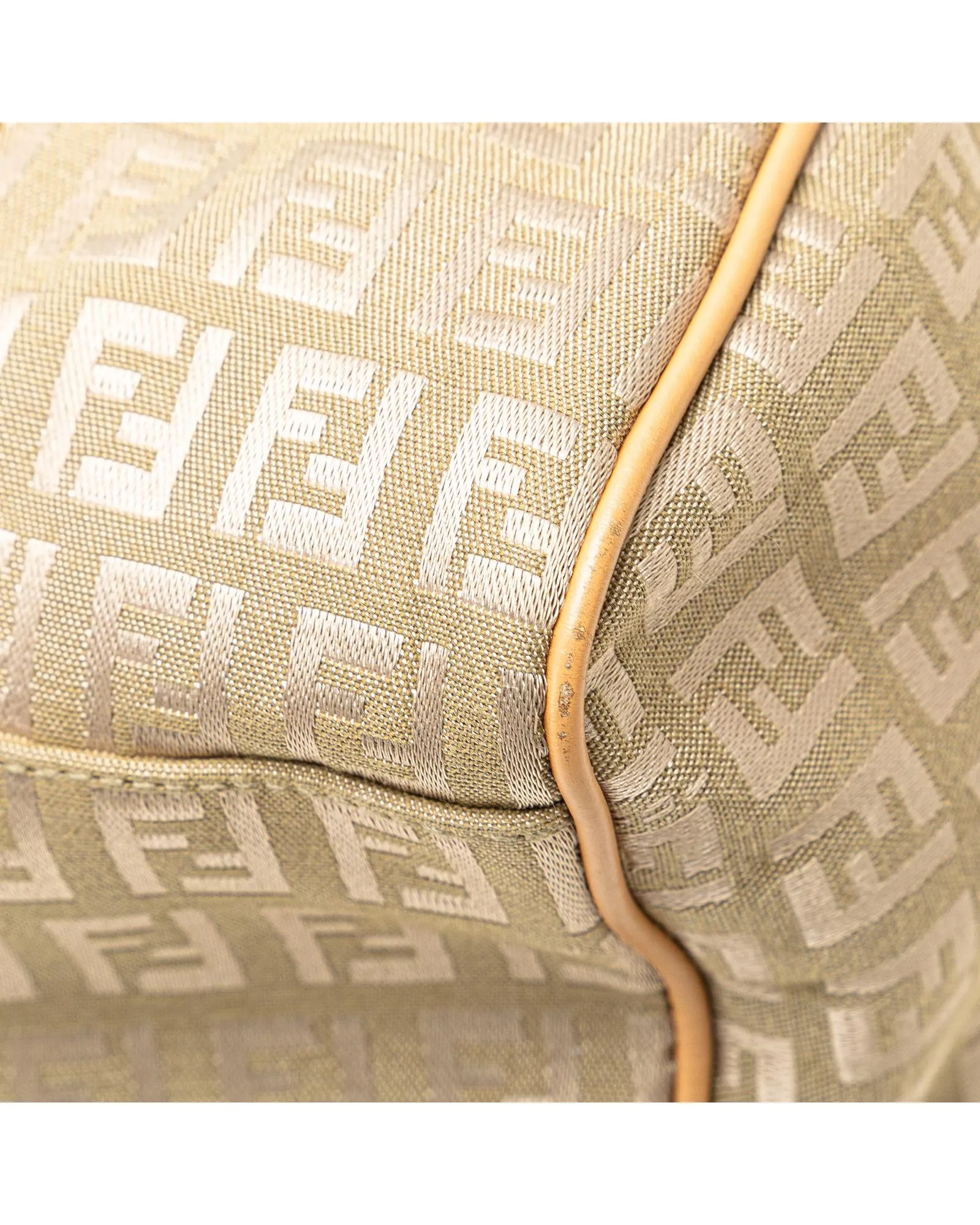 Fendi FF Canvas Shoulder Bag Beige