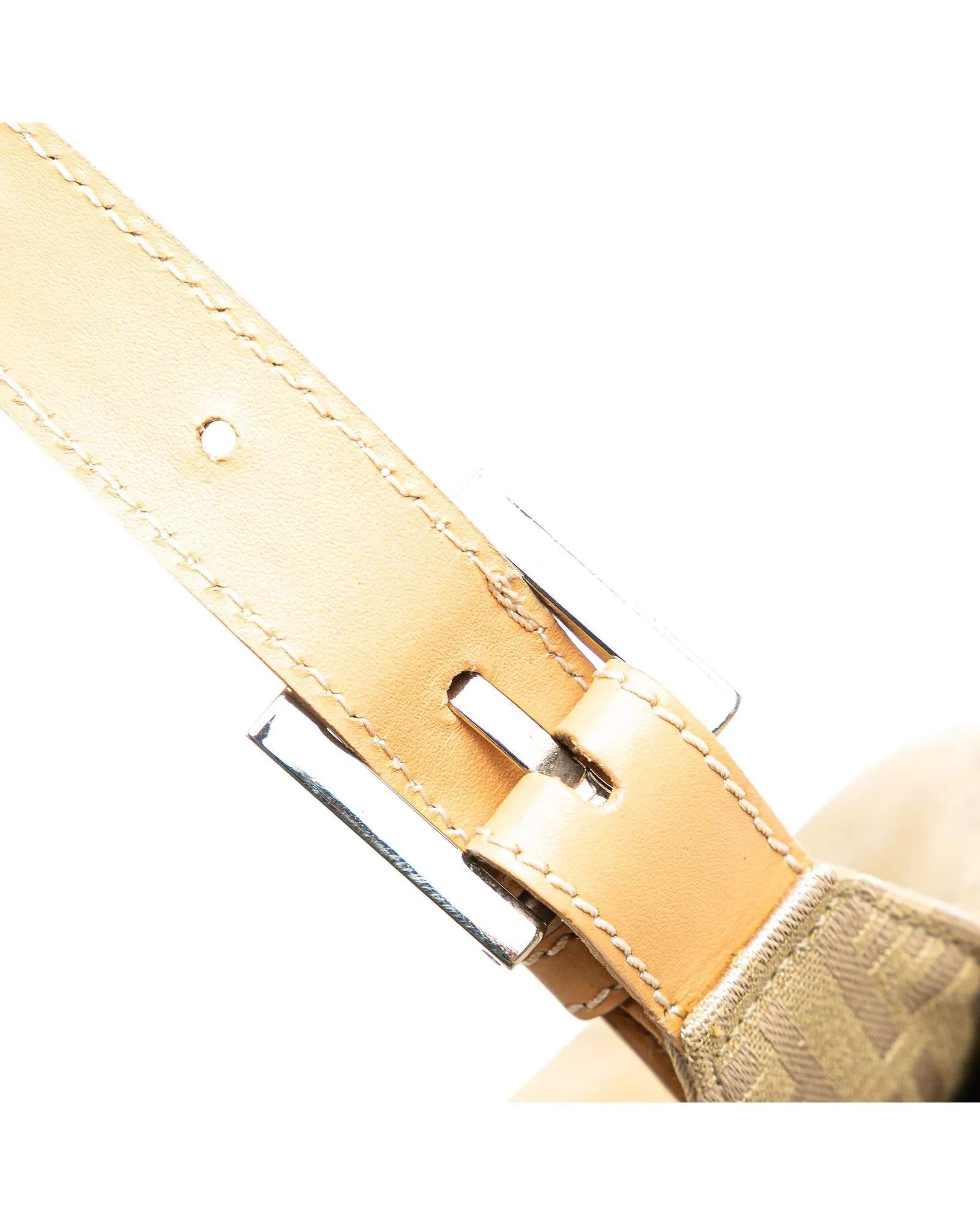 Fendi FF Canvas Shoulder Bag Beige