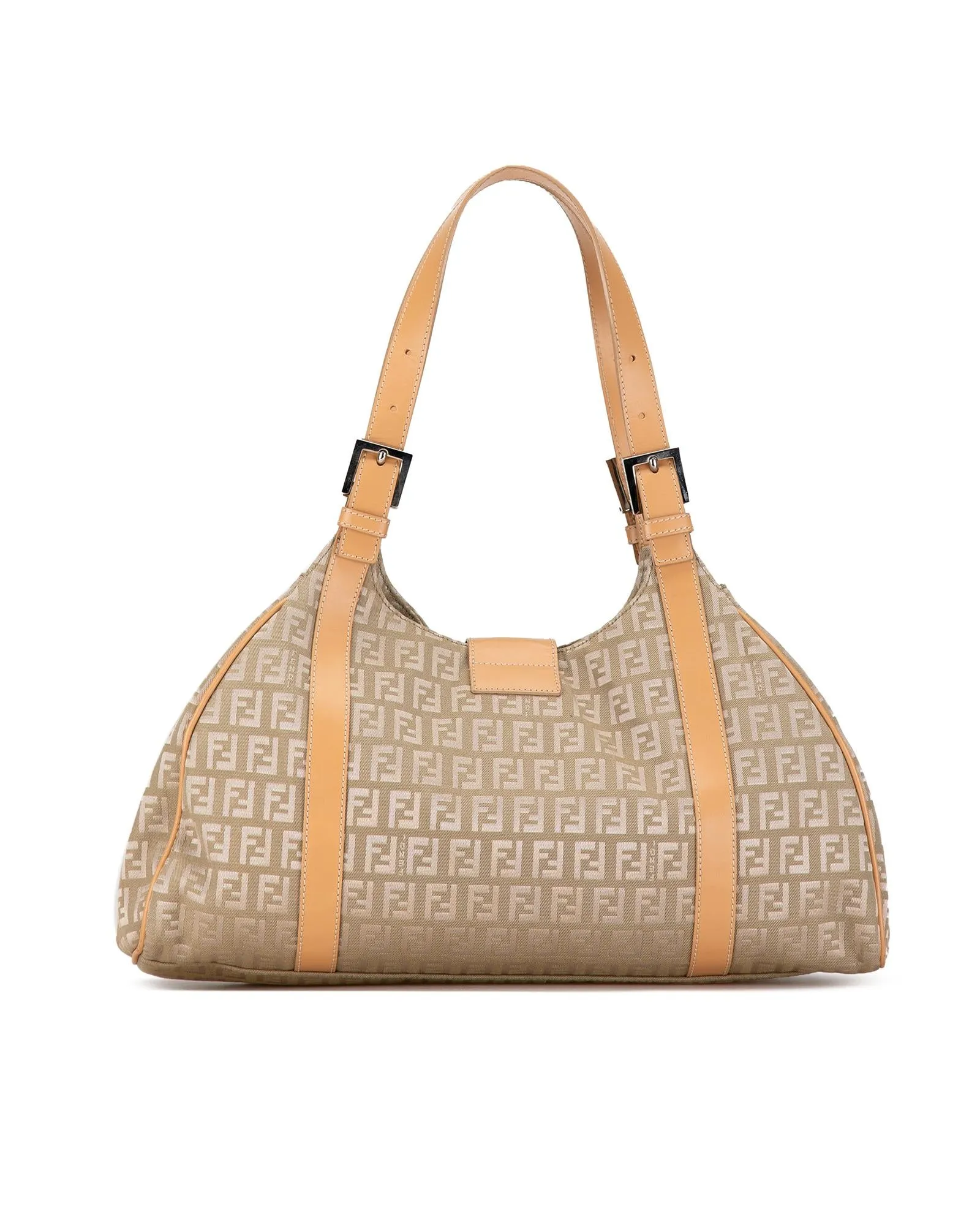 Fendi FF Canvas Shoulder Bag Beige
