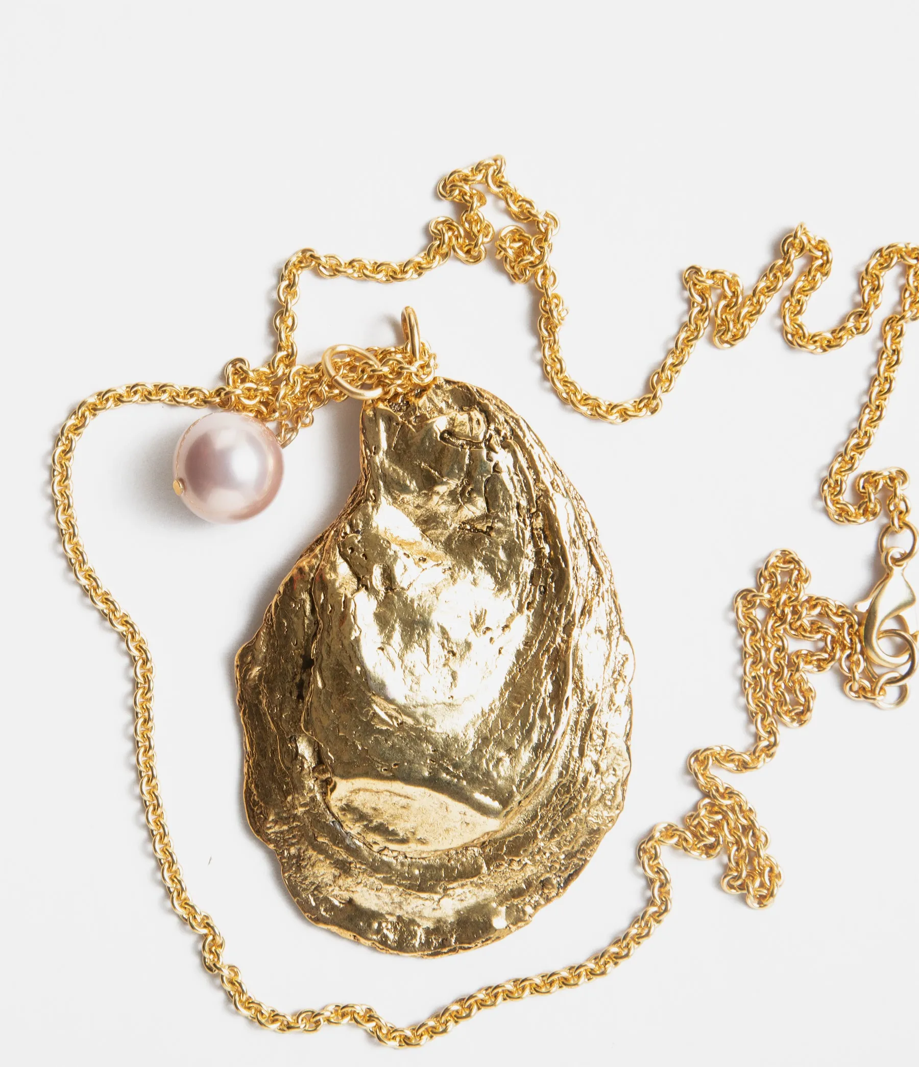 Flat Oyster Necklace with Pearl